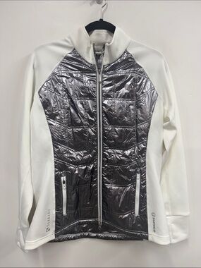 Sunice White Jacket with Silver Quilted Front